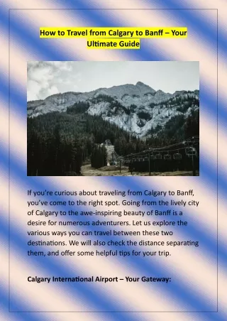 How to Travel from Calgary to Banff – Your Ultimate Guide