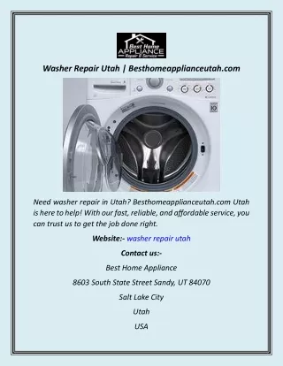 Washer Repair Utah  Besthomeapplianceutah