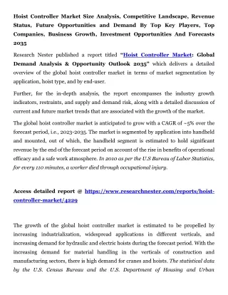 Hoist Controller Market Top Companies 2035