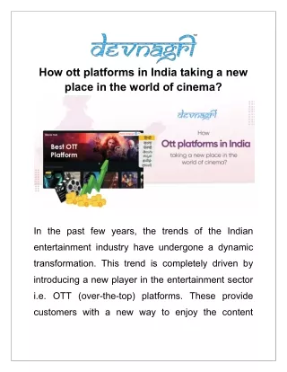 How ott platforms in India taking a new place in the world of cinema?