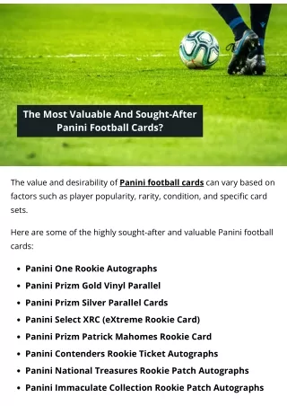 The Most Valuable And Sought-After Panini Football Cards?