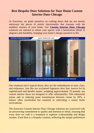 Best Bespoke Door Solutions for Your Home Custom Interior Door Chicago