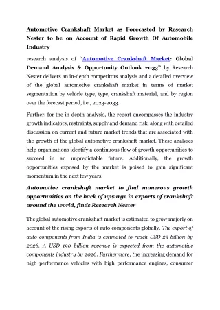 Automotive Crankshaft Market