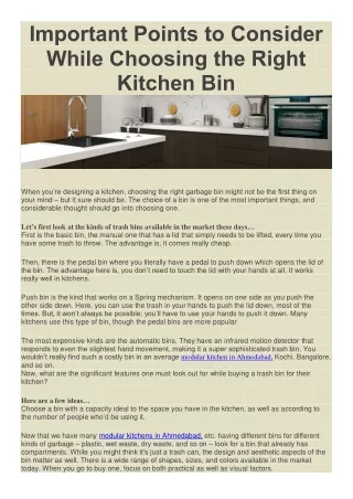 Choosing the right kitchen bin