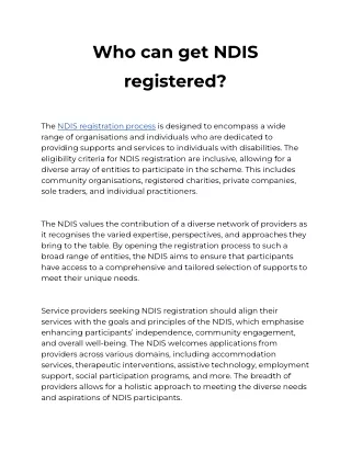 Who can get NDIS registered