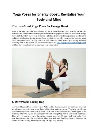 Yoga Poses for Energy Boost: Revitalize Your Body and Mind