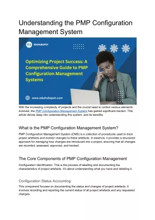 Understanding the PMP Configuration Management System