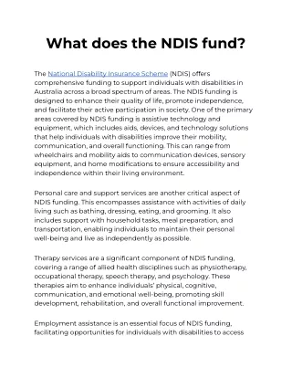 What does the NDIS fund_