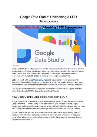 Google Data Studio Unleashing 5 SEO Superpowers