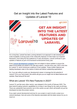 Get an Insight into the Latest Features and Updates of Laravel 10