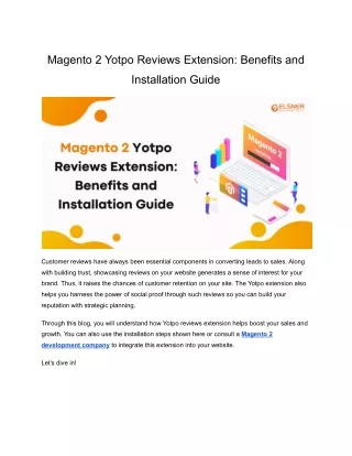 Magento 2 Yotpo Reviews Extension: Benefits and Installation Guide