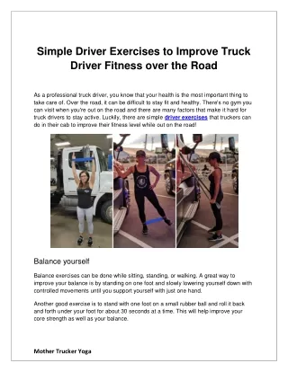 Simple Driver Exercises to Improve Truck Driver Fitness over the Road