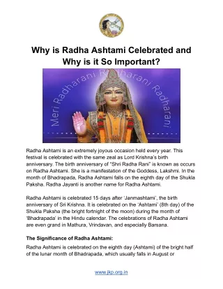 Why is Radha Ashtami Celebrated and Why is it So Important