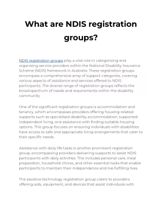 What are NDIS registration groups_