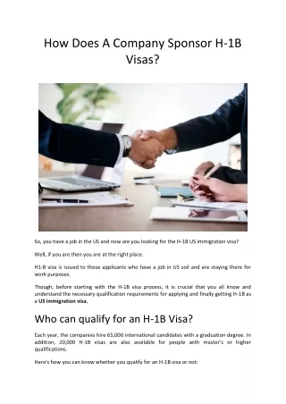 How Does A Company Sponsor H-1B Visas ?