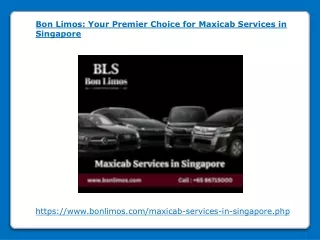 Bon Limos - Your Premier Choice for Maxicab Services in Singapore