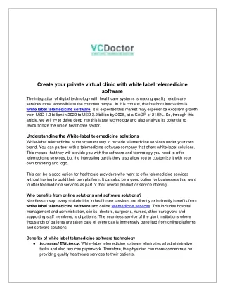 Create your private virtual clinic with white label telemedicine software