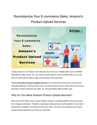 Revolutionize Your E-commerce Sales: Amazon's Product Upload Services