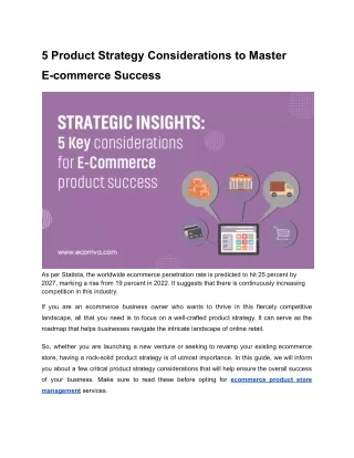 5 Product Strategy Considerations to Master E-commerce Success