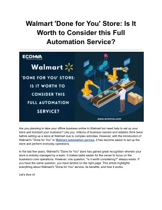 Walmart ‘Done for You’ Store_ Is It Worth to Consider this Full Automation Service