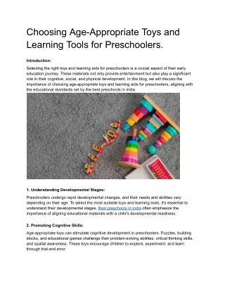 Choosing Age-Appropriate Toys and Learning Tools for Preschoolers