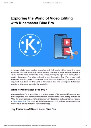 Exploring the World of Video Editing with Kinemaster Blue Pro