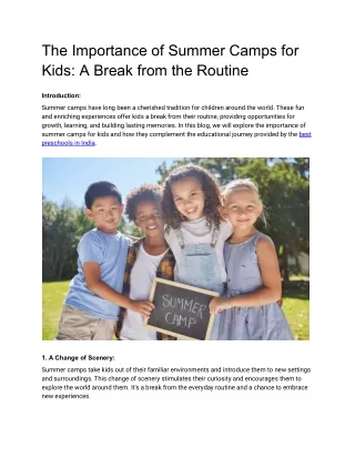 The Importance of Summer Camps for Kids_ A Break from the Routine