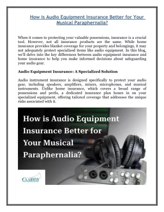 How is Audio Equipment Insurance Better for Your Musical Paraphernalia?
