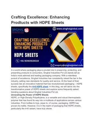 Crafting Excellence_ Enhancing Prodtucts with HDPE Sheets