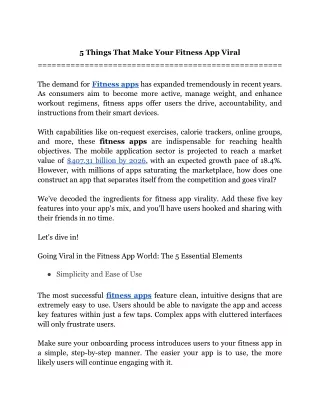 5 Things That Make Your Fitness App Viral