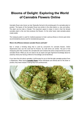 Exploring the World of Cannabis Flowers Online
