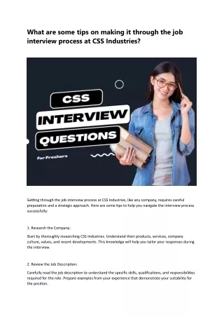 What are some tips on making it through the job interview process at CSS Industries