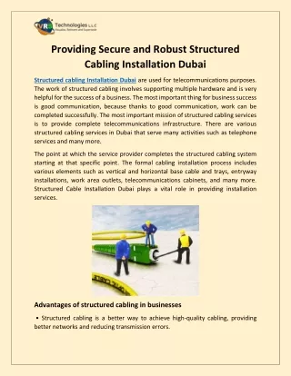 Providing Secure and Robust Structured Cabling Installation Dubai