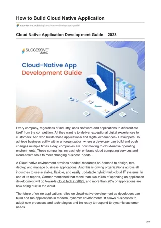 Cloud Native Application Development Guide – 2023