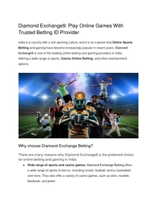 Diamond Exchange9_ Play Online Games With Trusted Betting ID Provider