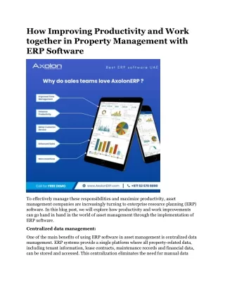 How Improving Productivity and Work together in Property Management with ERP Software