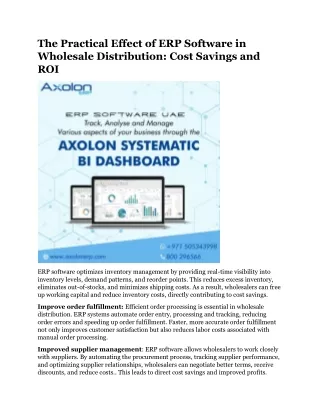 The Practical Effect of ERP Software in Wholesale Distribution Cost Savings and ROI