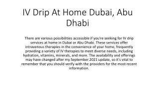 IV Drip At Home Dubai, Abu Dhabi