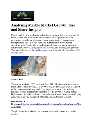 Marble Market Analysis: Uncovering Growth Opportunities