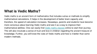 vedic maths classes