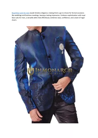Royal blue suits for men