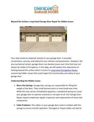 Beyond the Surface: Long Island Garage Door Repair for Hidden Issues