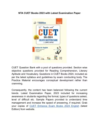 CUET Entrance Exam Books 2024 English provides Objective Questions with Solutio