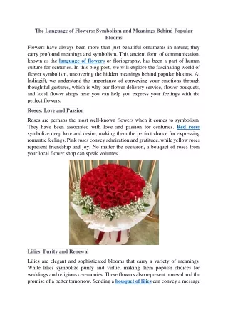 The Language of Flowers- Symbolism and Meanings Behind Popular Blooms