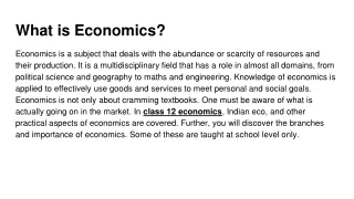 What is Economics ?