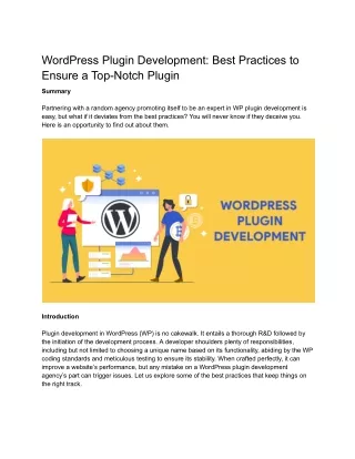 WordPress Plugin Development: Best Practices to Ensure a Top-Notch Plugin