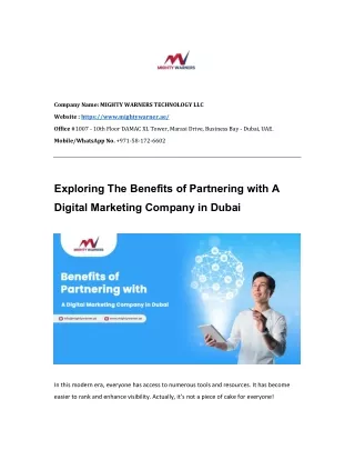 Benefits of Partnering with A Digital Marketing Company in Dubai