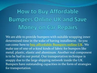 How to Buy Affordable Bumpers Online UK and Save Money on Car Repairs