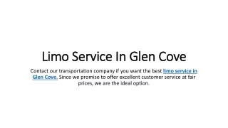 Limo Service In Glen Cove