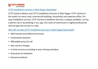 CCTV Installation services in Moti Nagar Hyderabad